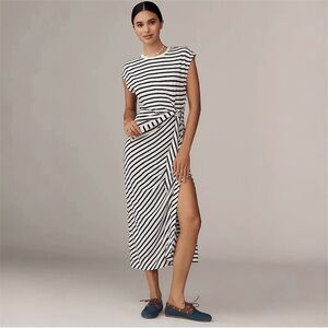 Anthropologie x Daily Practice Tiebreaker Muscle-Sleeve Midi Dress Night Fall MP